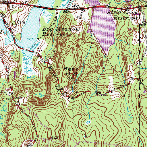 Topographic Map of Bear Hill, CT