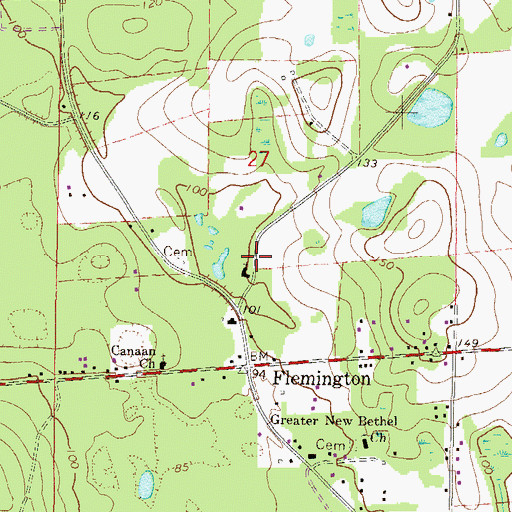 Topographic Map of Flemington Baptist Church, FL