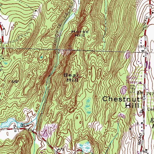 Topographic Map of Bear Hill, CT