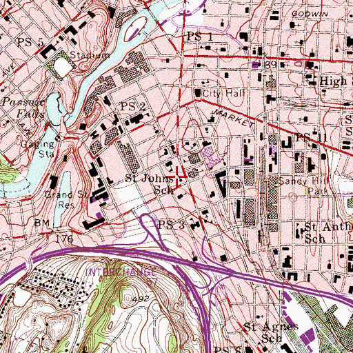 Topographic Map of Passaic County Jail, NJ