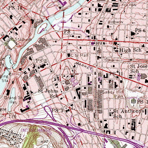 Topographic Map of Gordon Canfield Plaza, NJ