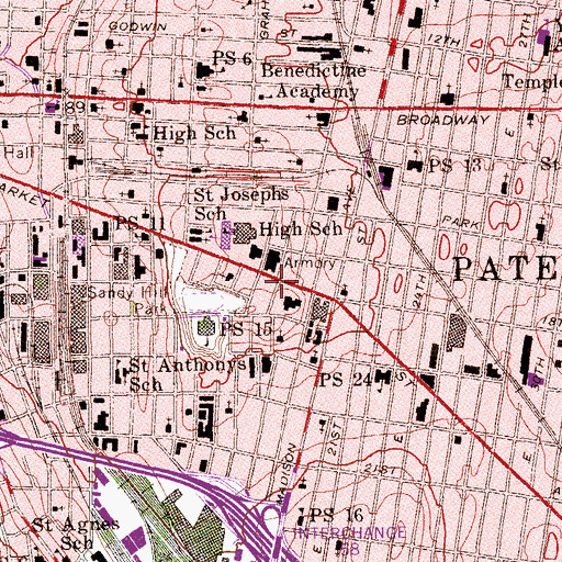 Topographic Map of Paterson Fire Station Number 6, NJ