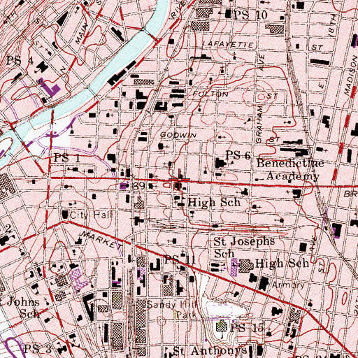 Topographic Map of Danforth Memorial Public Library, NJ