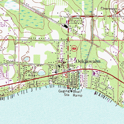 Topographic Map of First Baptist Church, FL