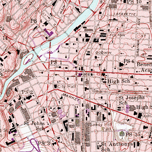 Topographic Map of Passaic County Community College, NJ