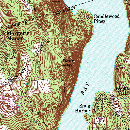 Topographic Map of Bear Mountain, CT