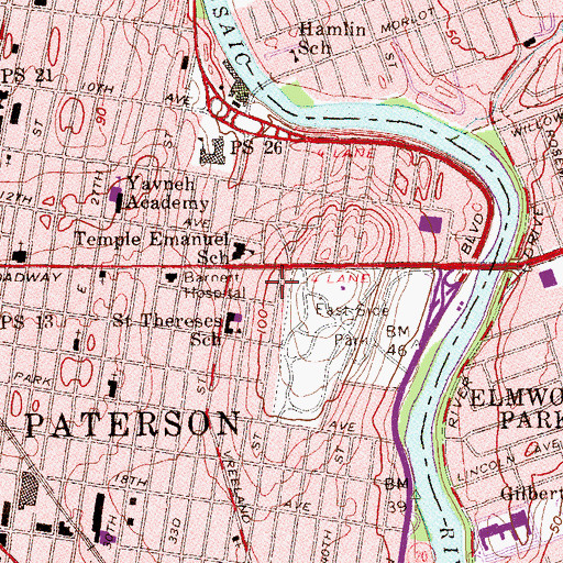 Topographic Map of Congregation B'nai Jeshurun School, NJ