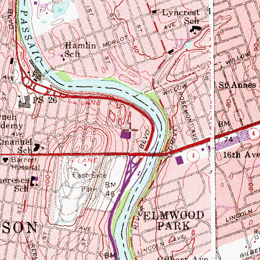 Topographic Map of Paterson Catholic Regional High School (historical), NJ