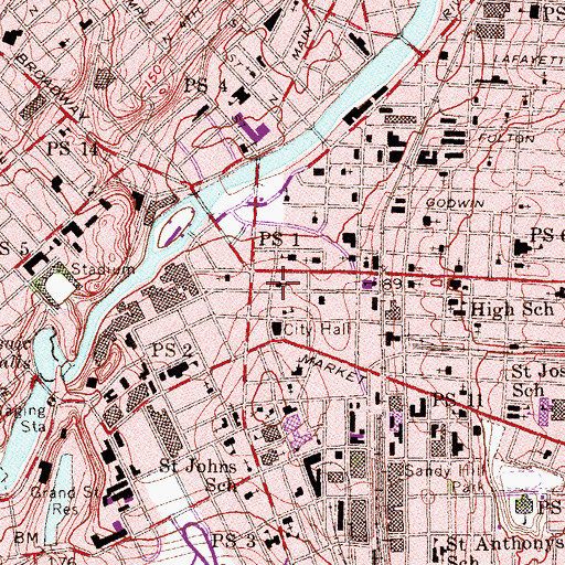 Topographic Map of First Baptist Church, NJ
