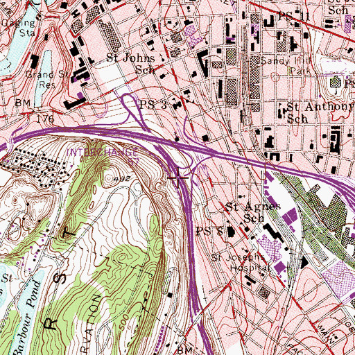 Topographic Map of Ward Street Presbyterian Church, NJ