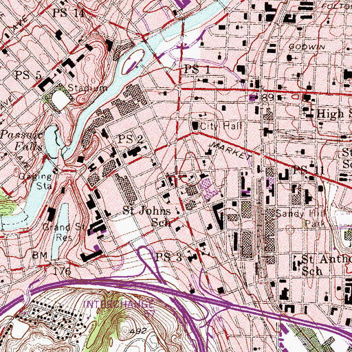 Topographic Map of First Presbyterian Church, NJ