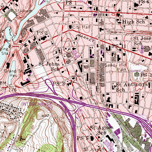 Topographic Map of Saint Boniface Roman Catholic Church, NJ