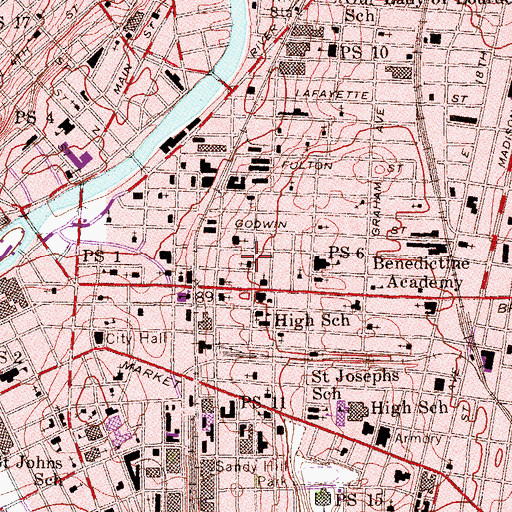 Topographic Map of First Church of Christ Scientist, NJ