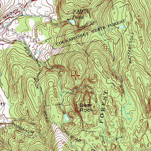 Topographic Map of Bear Rock, CT