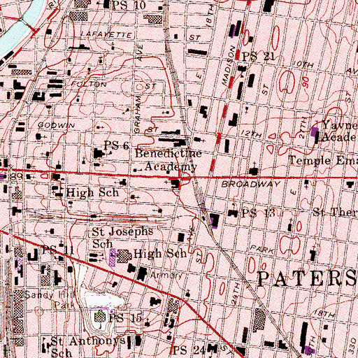Topographic Map of Saint Paul's Episcopal Church, NJ