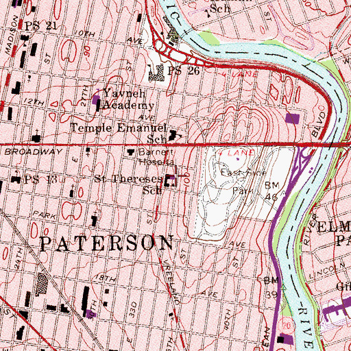 Topographic Map of Saint Teresa Roman Catholic Church, NJ