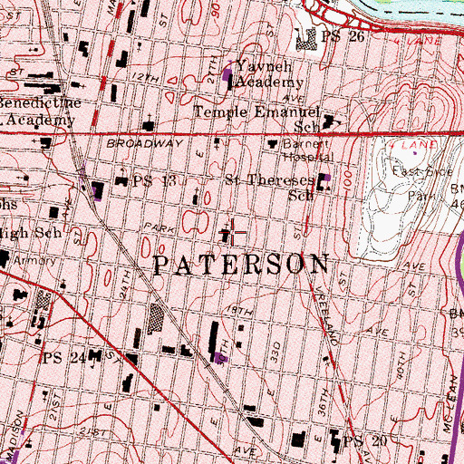 Topographic Map of East Side Presbyterian Church, NJ