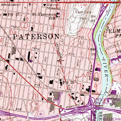 Topographic Map of Eastside Terrace Methodist Episcopal Church, NJ