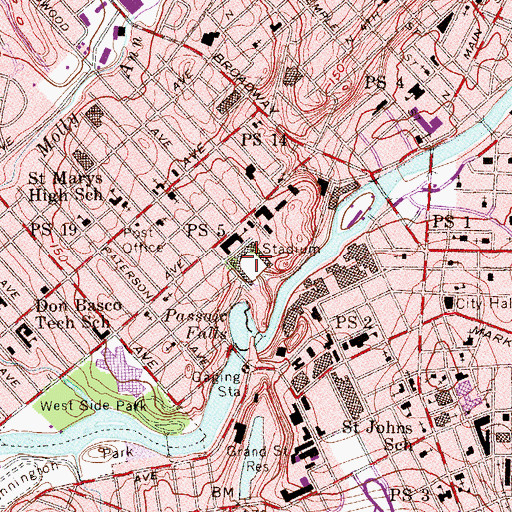 Topographic Map of Hinchcliffe Stadium, NJ