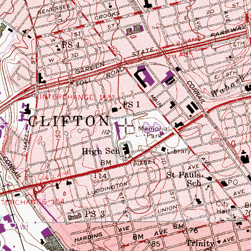 Topographic Map of Clifton Stadium, NJ