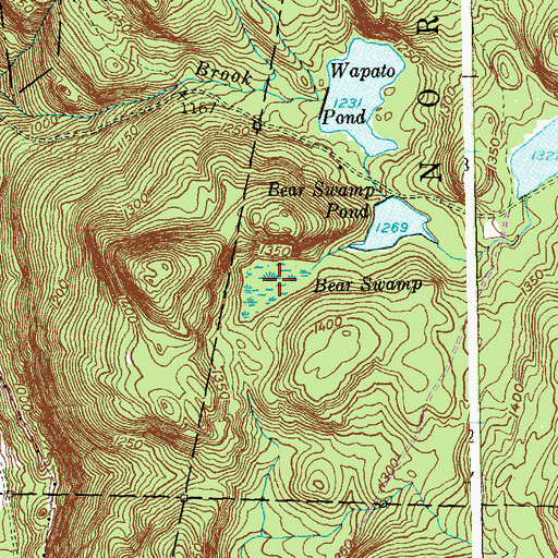 Topographic Map of Bear Swamp, CT
