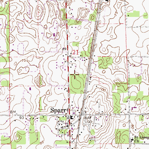 Topographic Map of Marion County Fire Rescue Station 19 Sparr, FL