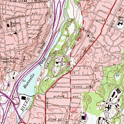 Topographic Map of Beardsley Park, CT