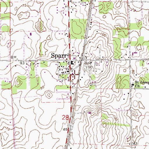 Topographic Map of Sparr Post Office, FL