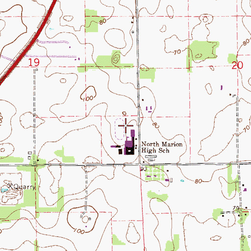 Topographic Map of North Marion High School Football Stadium, FL