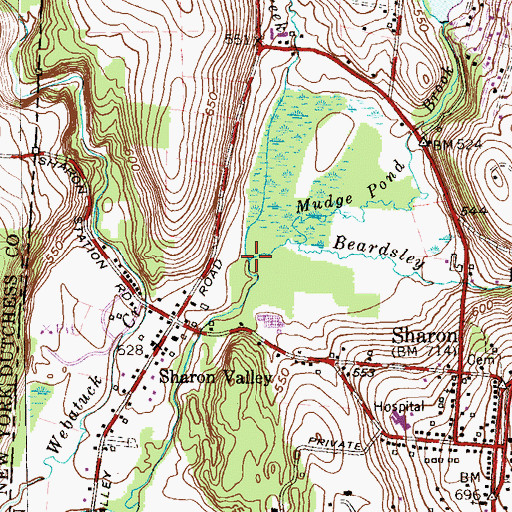 Topographic Map of Beardsley Pond Brook, CT