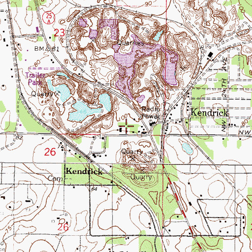 Topographic Map of Kendrick United Methodist Church, FL