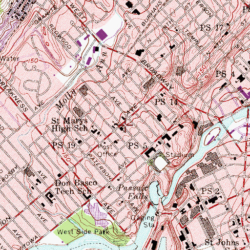 Topographic Map of Saint Mary's Roman Catholic Church, NJ