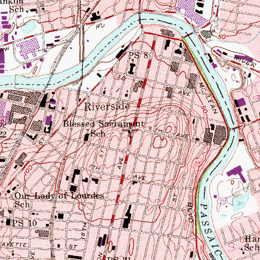 Topographic Map of Saint Luke's German Evangelical Lutheran Church, NJ