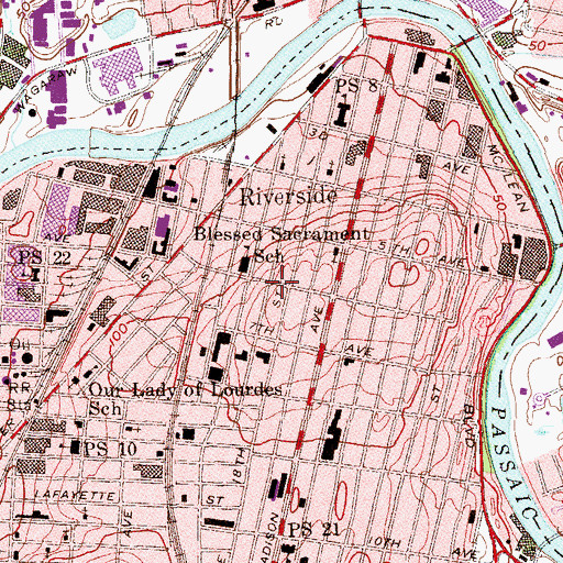 Topographic Map of Blessed Sacrament Roman Catholic Church, NJ