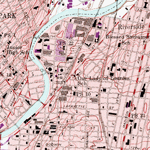 Topographic Map of Our Lady of Lourdes Roman Catholic Church, NJ