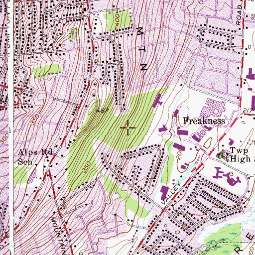 Topographic Map of McDonald Drive Park, NJ