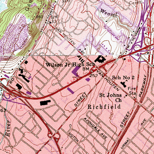 Topographic Map of Clifton Plaza Shopping Center, NJ