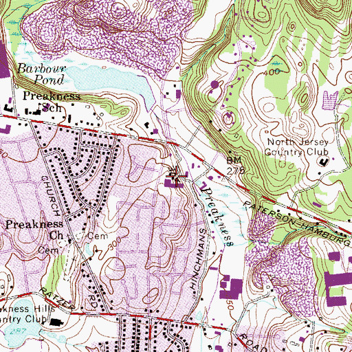 Topographic Map of Wayne Mall Shopping Center, NJ
