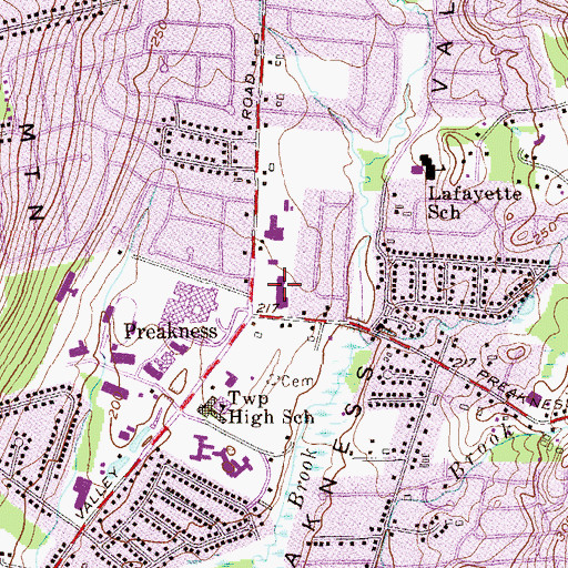 Topographic Map of Valley Ruse Shopping Center, NJ