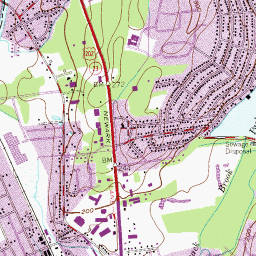 Topographic Map of Packanack Shopping Center, NJ