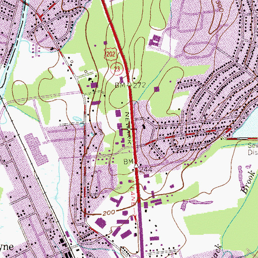 Topographic Map of Glen Ridge Shopping Center, NJ