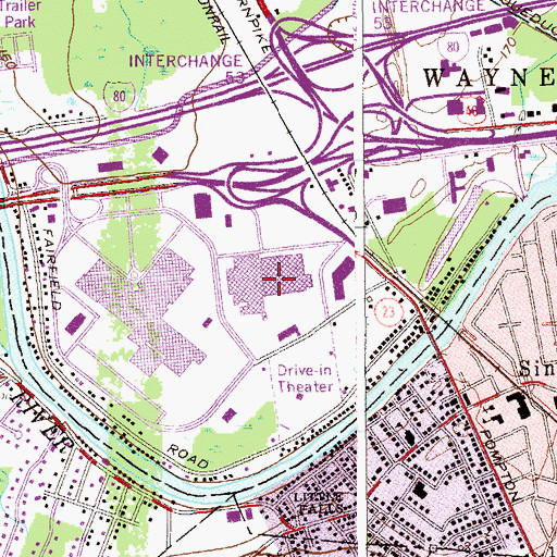 Topographic Map of Wayne Town Center Shopping Center, NJ