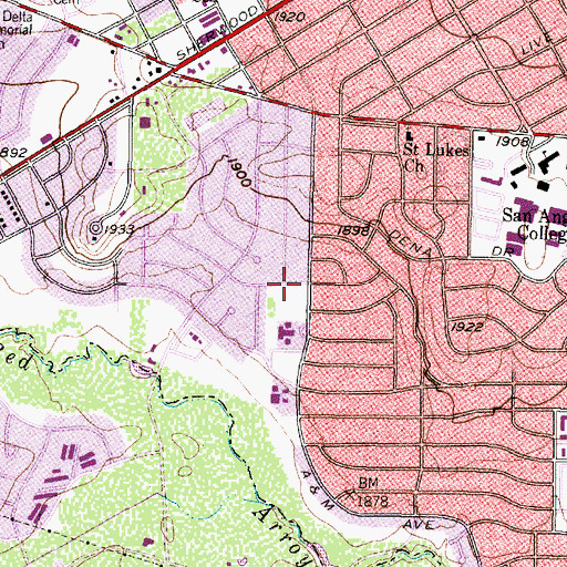 Topographic Map of Holy Angels Catholic Church, TX
