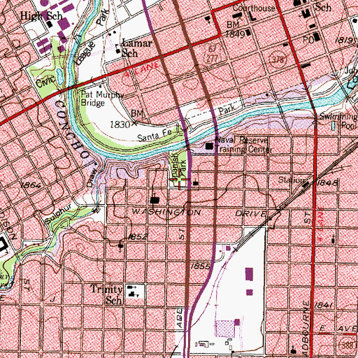 Topographic Map of Christian Science Society, TX