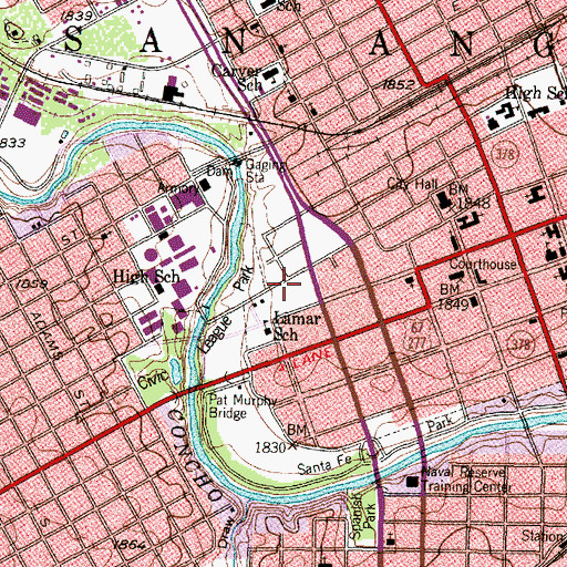 Topographic Map of San Angelo Post Office, TX