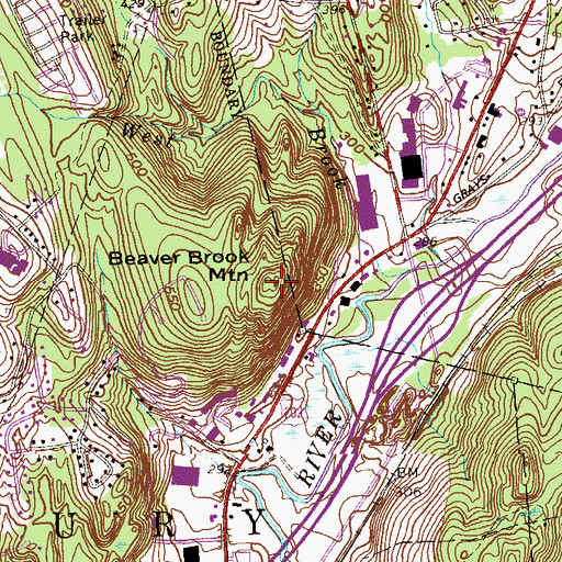 Topographic Map of Beaver Brook Mountain, CT