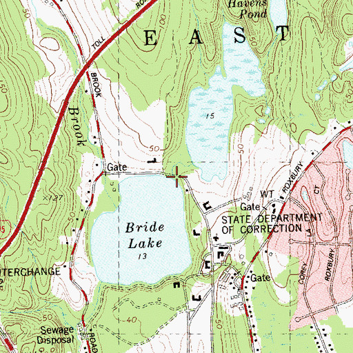 Topographic Map of Beaver Dam Brook, CT