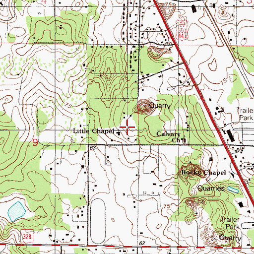 Topographic Map of Little Chapel United Methodist Church of Santos, FL