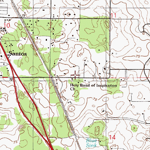 Topographic Map of Original Little Chapel United Methodist Church, FL