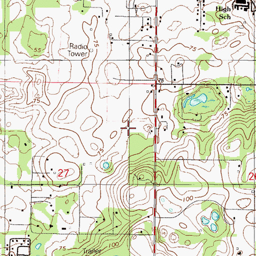 Topographic Map of Belleview High School, FL